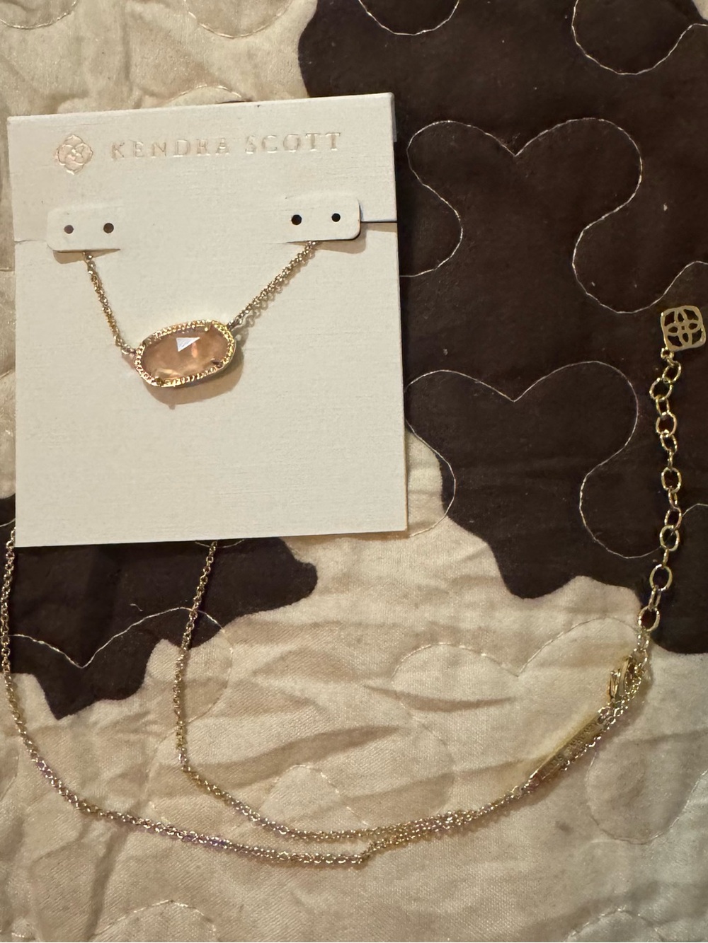Kendra Scott Gold Necklace with Blush Pink Stone